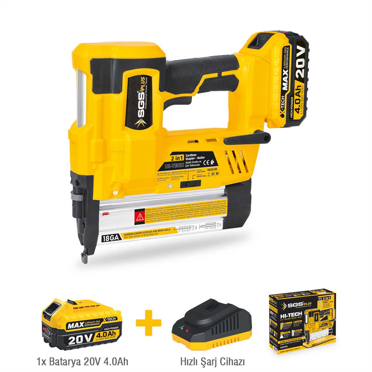 SGS Akülü Zımba ve Çivi Tabancası Seti 20V 1*4.0 Ah (4/Koli)✓